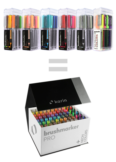 KARIN Brushmarker PRO Mega Box Plus 72 colours + 3 blenders set, MOOD