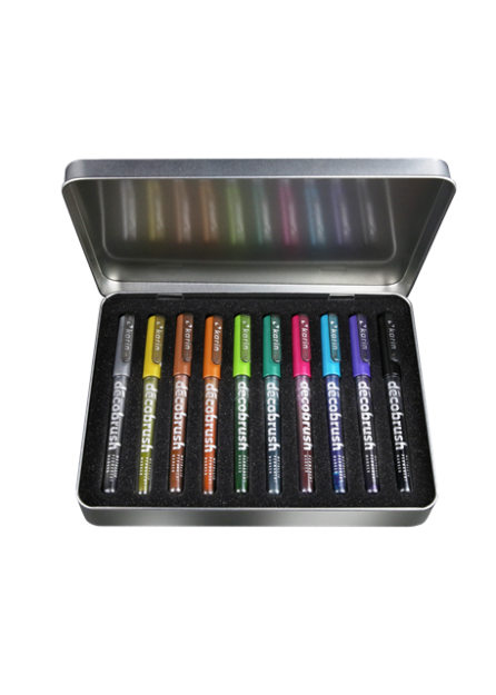 KARIN Deco Brush Metallic 10 colours set. FRONT TILTED