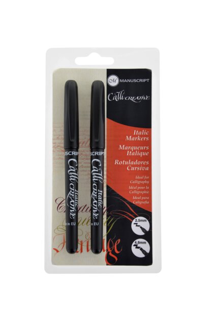 Italic Markers- Black - Medium & Extra Broad