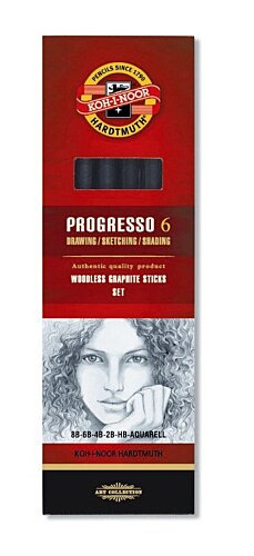 6 Progressp Woodless Pencils, Pencil Art, Koh-I-Noor