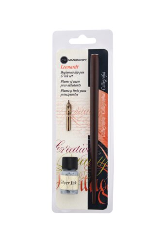 Round Hand Nib, Holder & Silver Ink